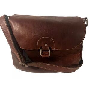 Jack Georges Voyager Saddle Crossbody Bag Brown Full-Grain Buffalo Leather